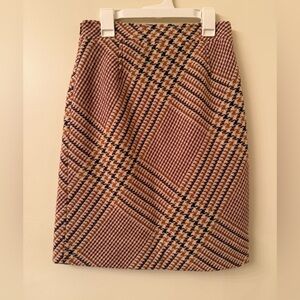 Tory Burch Wool blend Plaid Pencil Skirt in Brown, Cream and Black Size 2